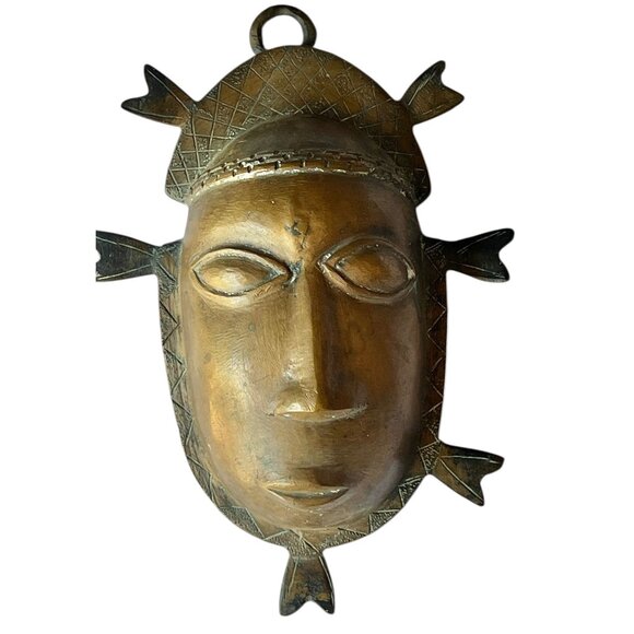 Baule Mask Brass / Bronze Cote D'Ivoire African Tribal Mask Wall Art - Picture 6 of 13